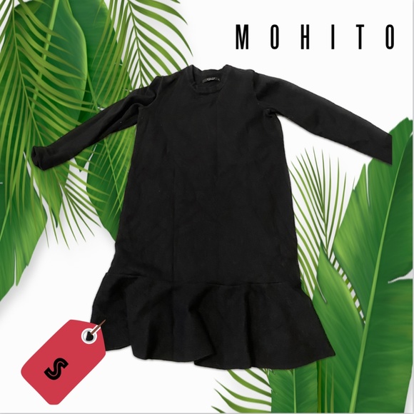 Elegant Black Ruffled Hem Dress - Picture 1 of 1
